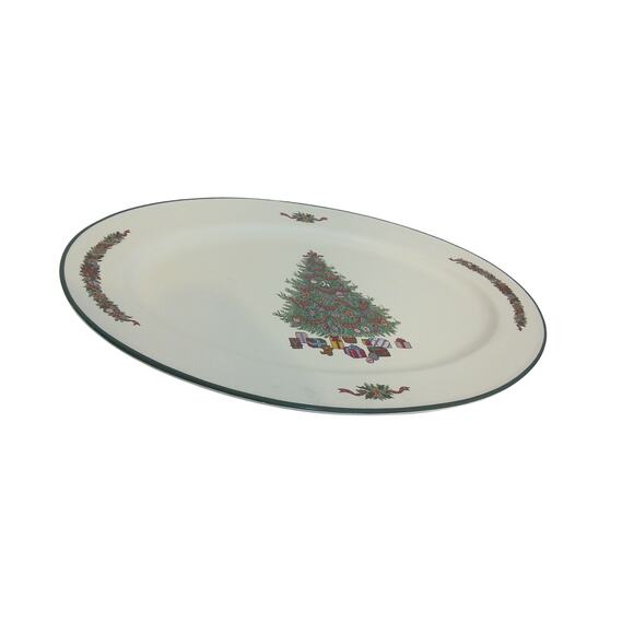 Vintage Caldor Christmas Tree Stone Ware Platter Made in Japan New - Picture 5 of 5